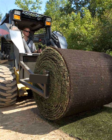 laying sod with skid steer|skid steer sod roller attachments.